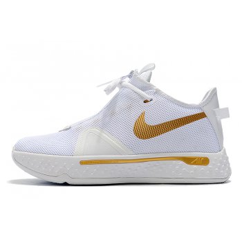 2020 Nike PG 4 White Metallic Gold Shoes